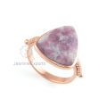 925 Sterling Silver Ring, Lepidolite Gemstone Rose Gold Ring For Wholesaler